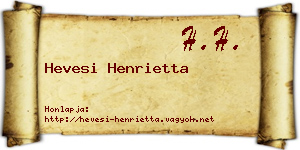 Hevesi Henrietta névjegykártya